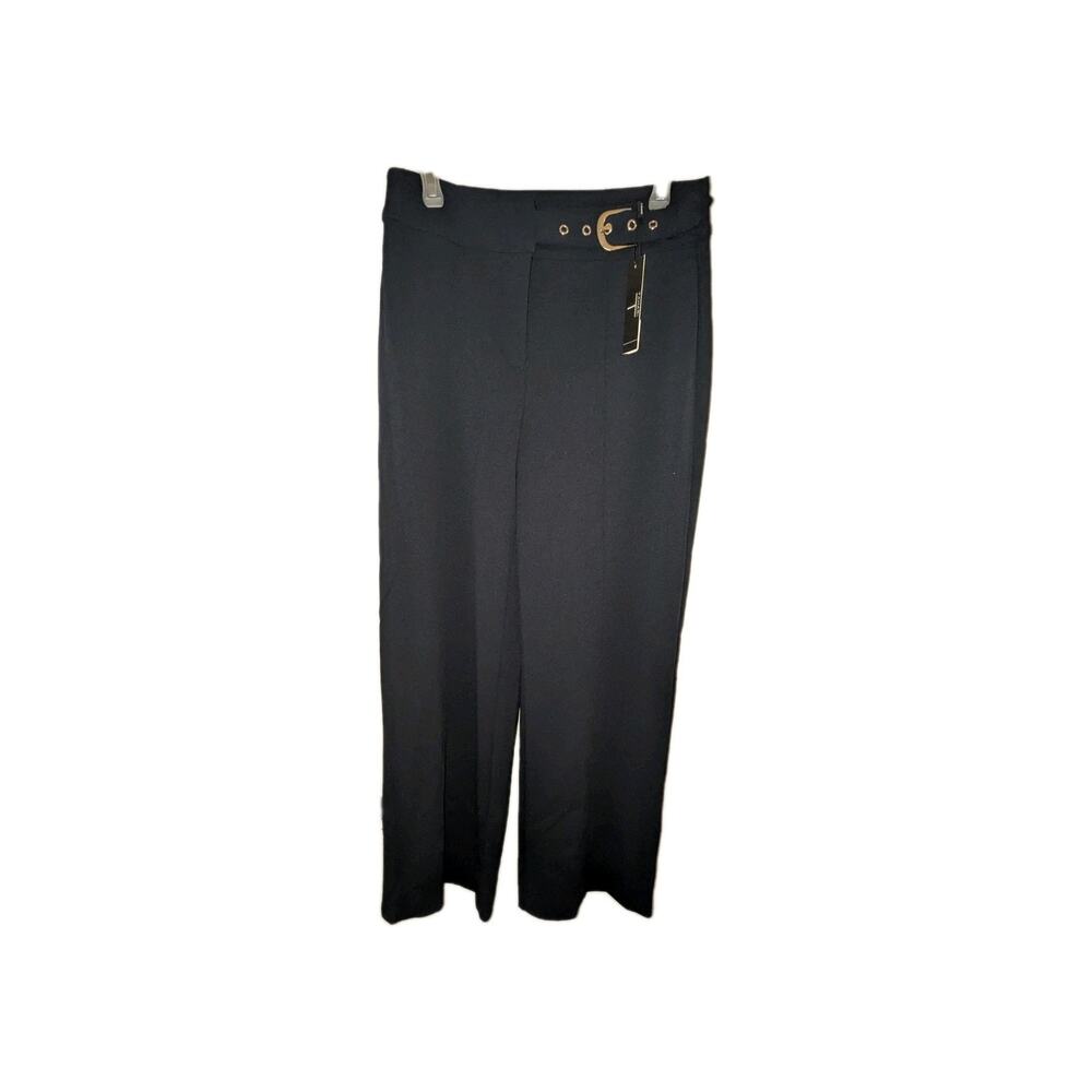 Tahari Solid Navy Blue Wide Leg Pants Size 4 28x31 Inch New With Tags